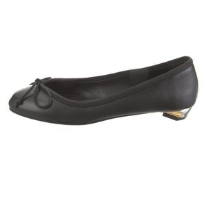 Alexander McQueen Black leather Flats ballet with Metallic Heel 37.5